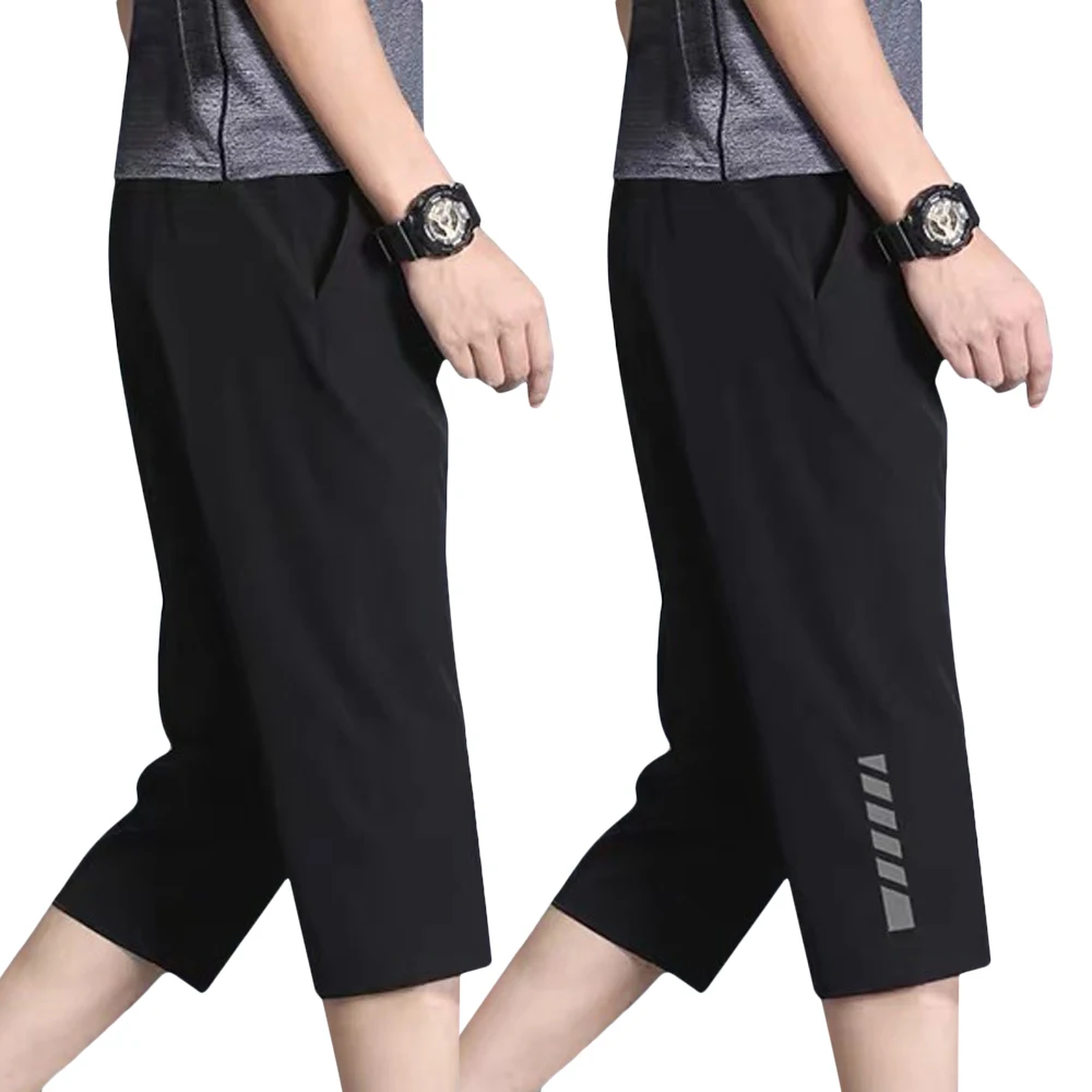 

Balck Male Shorts Summer Sports Summer Beach Pocket Three Quarters Pants Casual Shorts Gym Running Elastic Pants Shores Hombre