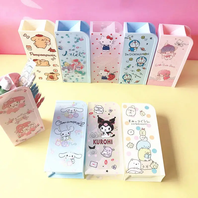 

Hello Kitty Oblique Pen Holder Cartoon Cute Storage Pen Holder Student Desktop Large Capacity Children's Pen Bucket Storage Box