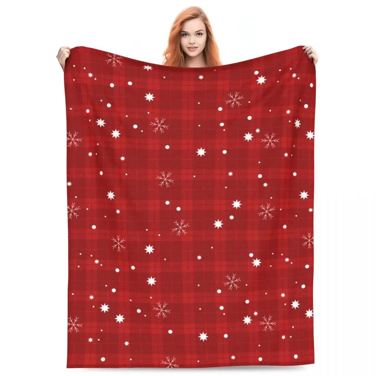 Рождественское красное клетчатое снежинки в клетку искусственное плюшевое