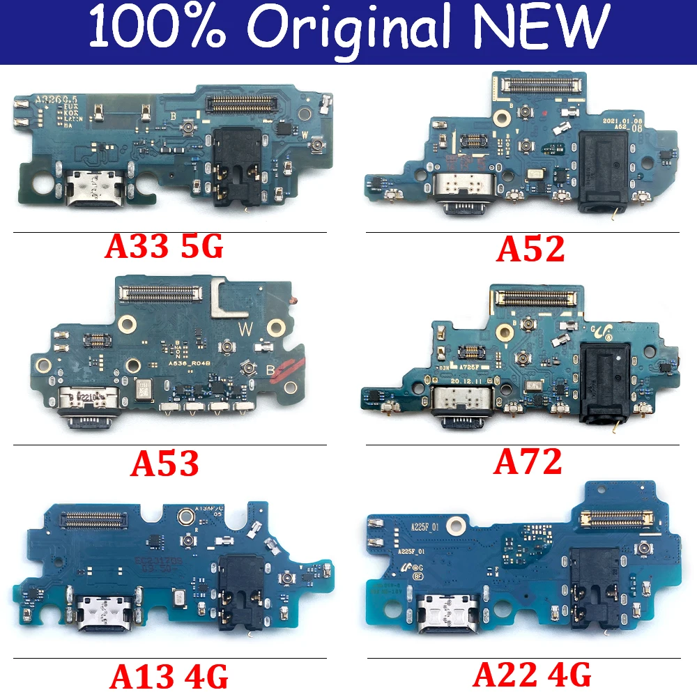 

100% Original USB Charger Connector Charging Port Flex Microphone Board For Samsung A52S A72 A52 A82 A02 A12 A13 A22 A32 4G 5G