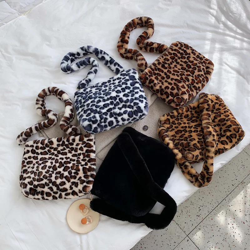 Luxury Faux Fur Fashion Tote Bag Women Handbags Designer Lady Purses Fluffy Soft Plush Shopper Bag Warm Winter Christmas Gift