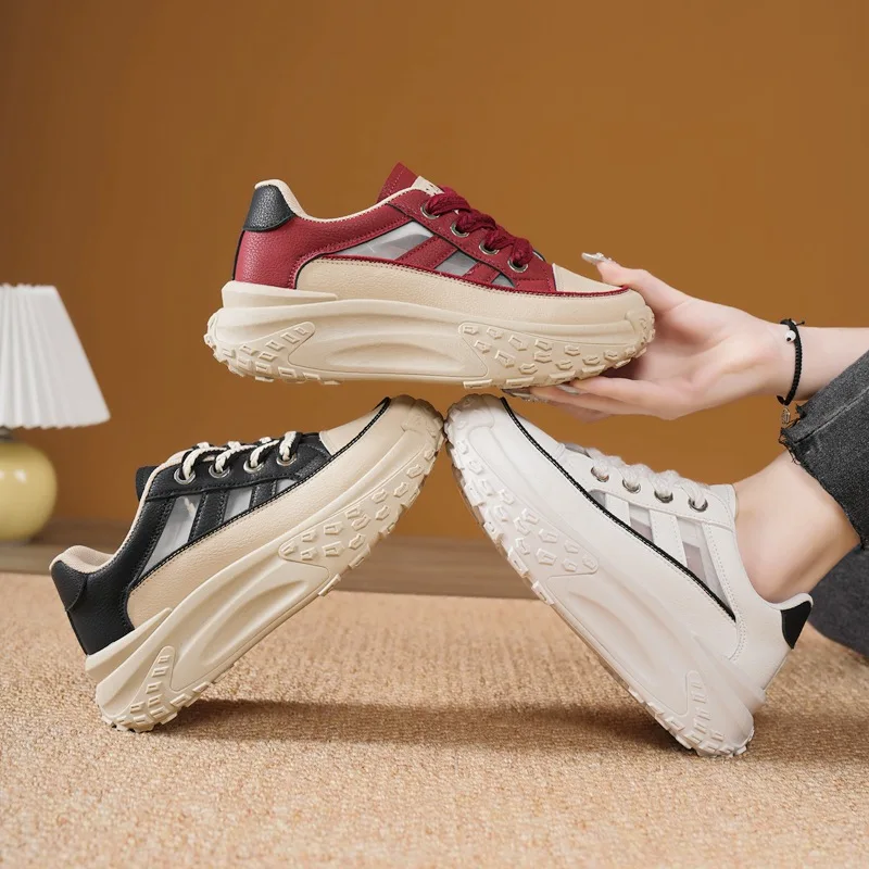 Chunky Platform Sneakers for Women High Heels Thick Bottom Vulcanized Shoes Woman Spring Summer Increase Casual Sneaker