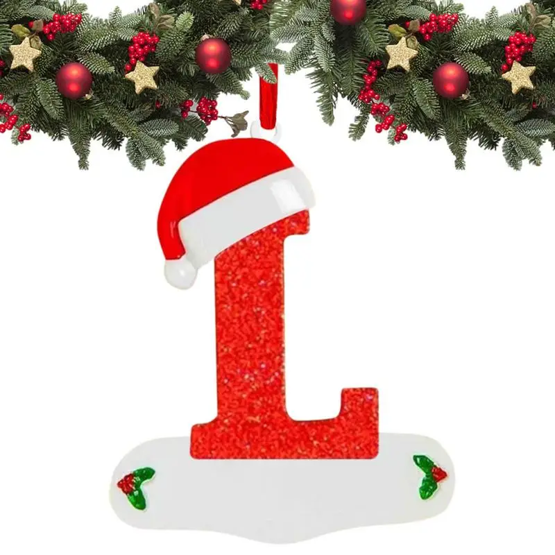 Initial Ornaments For Christmas Tree Christmas Letter Tree Decorations With Red Hat Christmas Theme Letter Stocking Tags Holiday