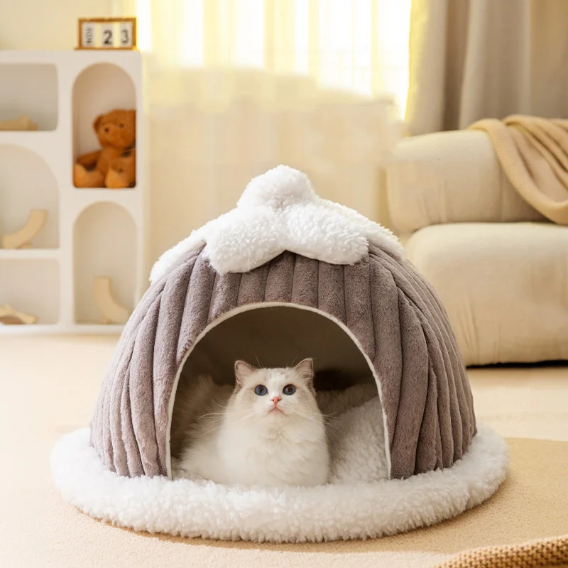 

Cat Bed Dog House Four Seasons Universal Snow House Fully Enclosed Kennel Dogs House Pet Supplies Warm Deep Sleeping Bag CW74