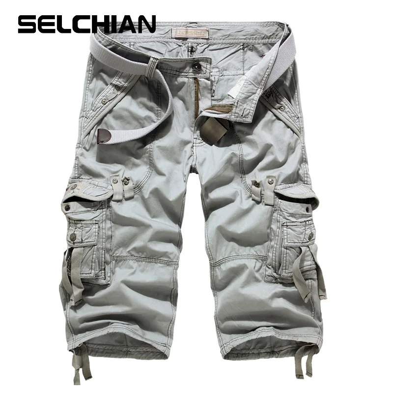 

Dropshipping 2021 New Cargo Shorts Men Casual Workout Military Men's Shorts Multi-pocket Calf-length Short Pants Men