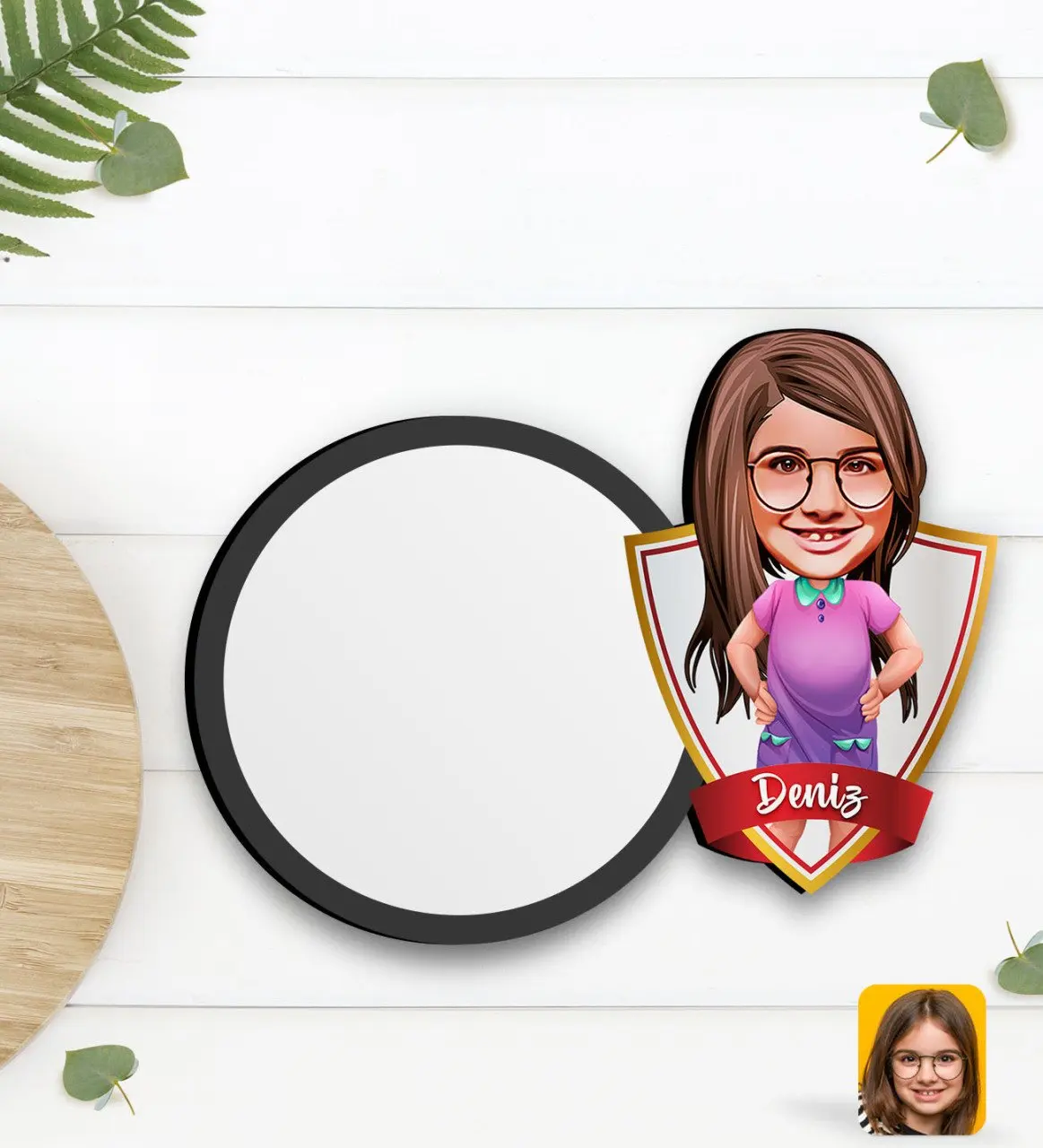 

Персонализированная женская детская карикатура для деревянной чашки