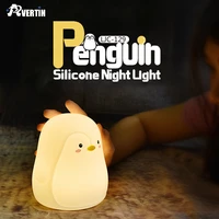 touch sensor night light penguin silicone usb rechargeable lamp colorful led bedroom night lamp for children baby christmas gift