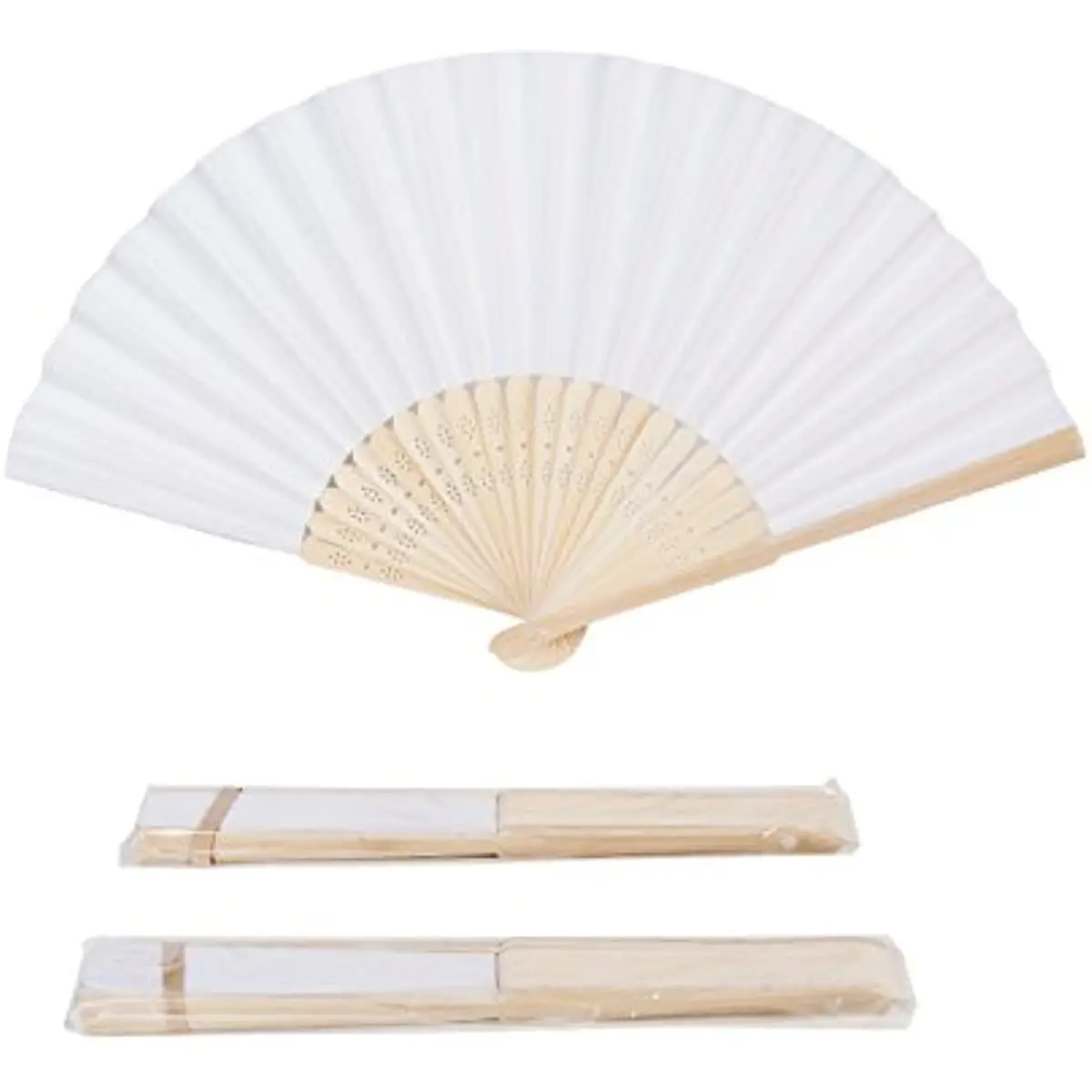 

20/80 шт., бумажный ручной вентилятор из белого бамбука