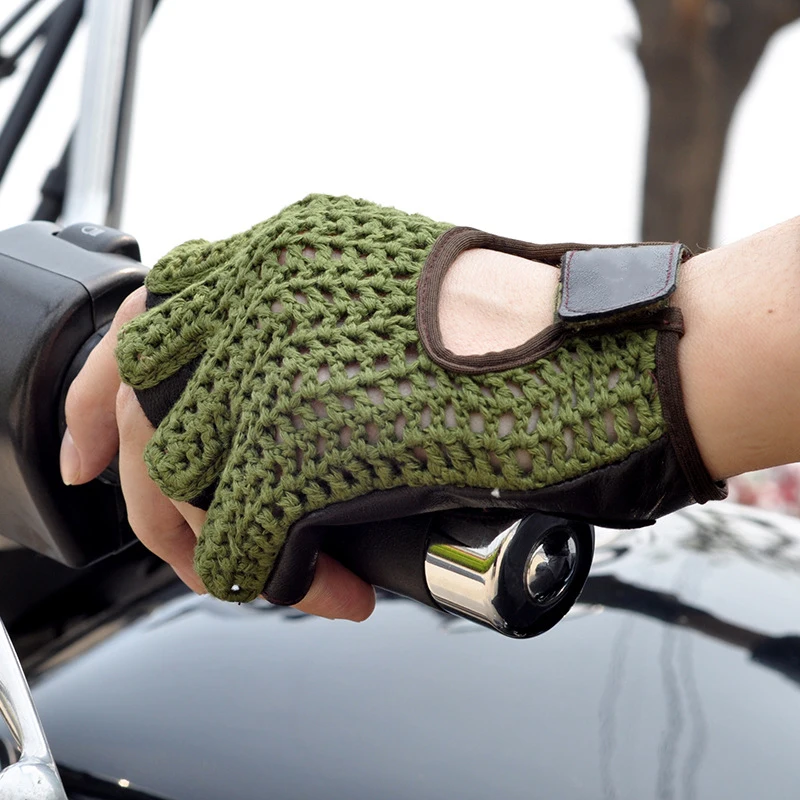 

Leather Half Finger Gloves Mesh Fingerless Gloves Fishing Net Driving Gloves Motorcycle Riding Gloves Protective Gear