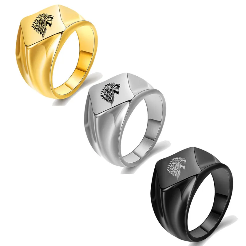 

2022 Sale Fine jewelry jewelry Wolf head Stainless steel men's ring Crystal fromSwarovskis Retro minimalism 3 Colors
