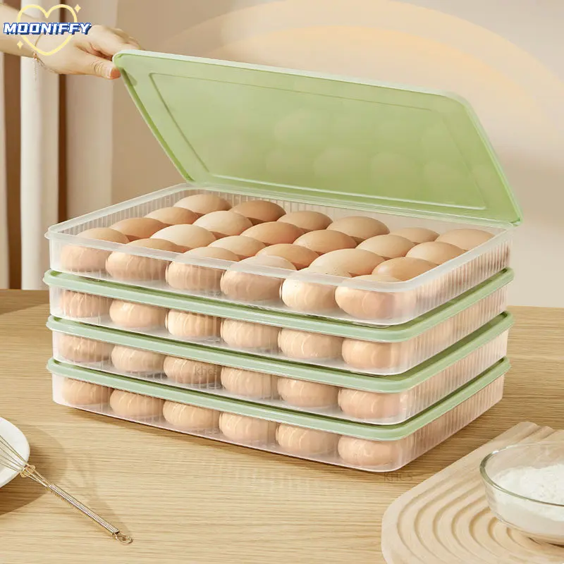 24 Grids Egg Storage Box Kitchen Refrigerator Household Preservation Plastic Dumpling Fresh-keeping Case Holder Kitchen Tools