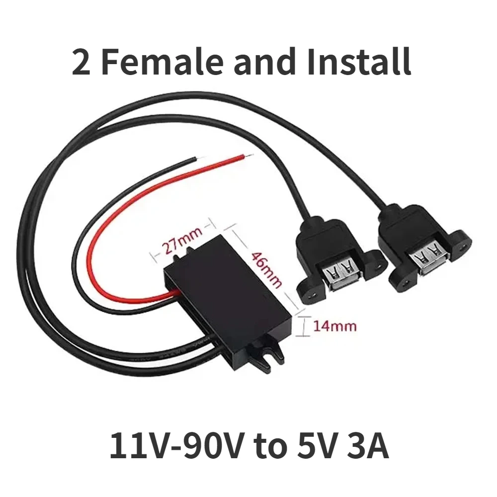 

Понижающий источник питания для автомобиля, 8-36 в, 12 В, 24 В в 5 В, 3 А, понижающий преобразователь постоянного тока с двумя USB-портами для iPad, MP4, MP3, GPS