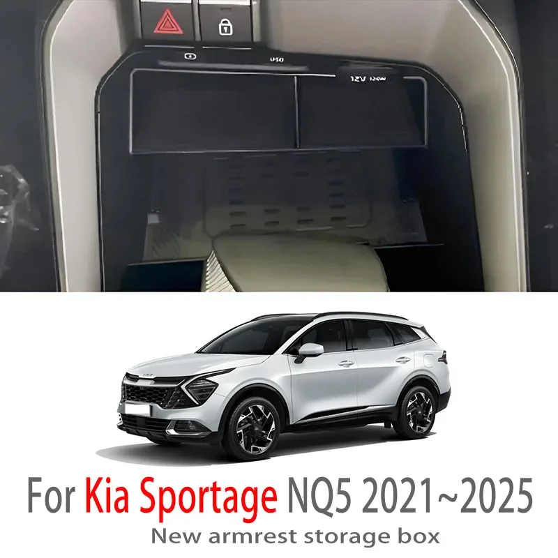 

Автозапчасти для Kia Sportage NQ5 2021 ~ 2025 2022 2023 автомобильная центральная консоль подлокотник ящик для хранения многофункциональные аксессуары для интерьера