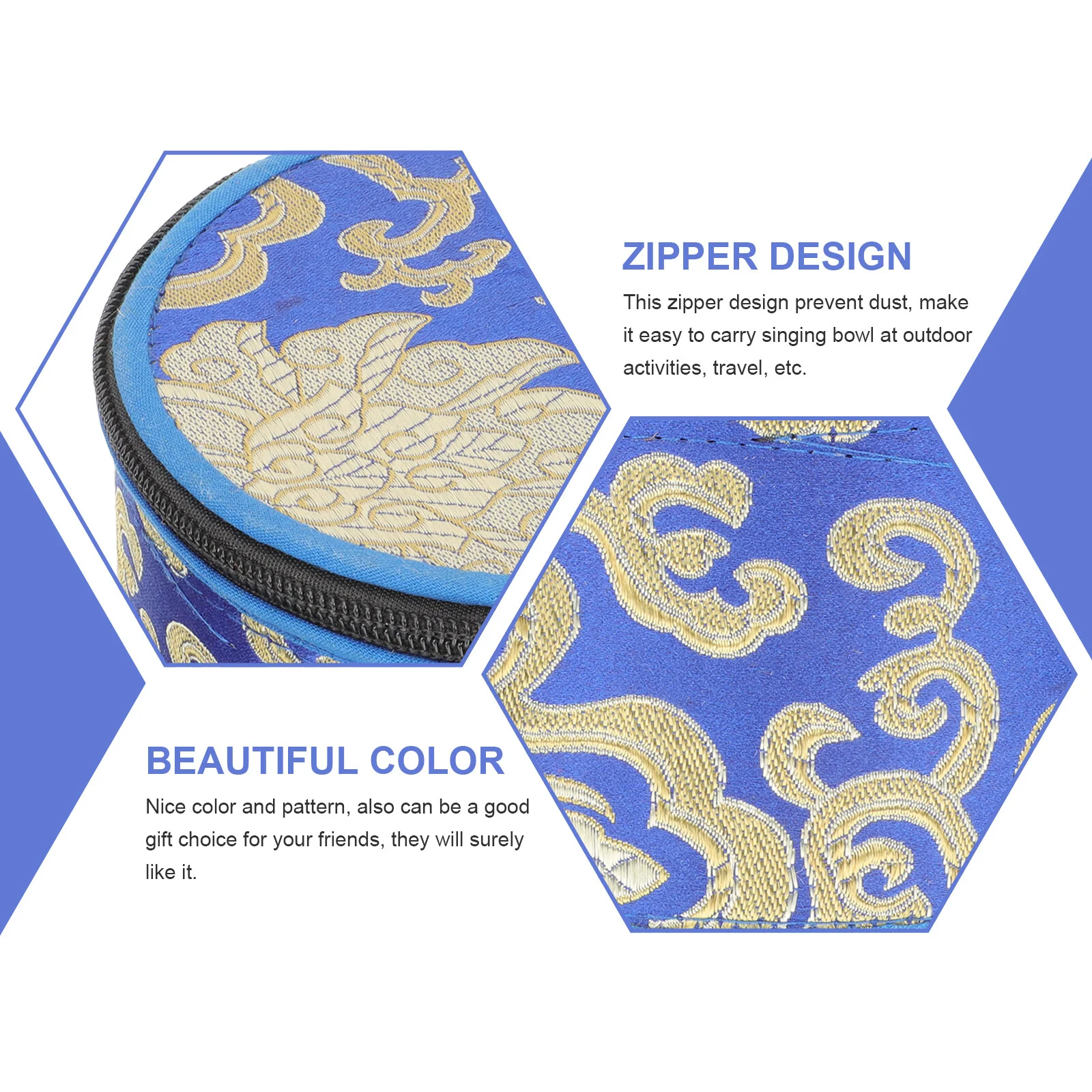 

Small Bag Zipper Closure Singing Bowl Case Meditation Storage Tibetan Holder Container