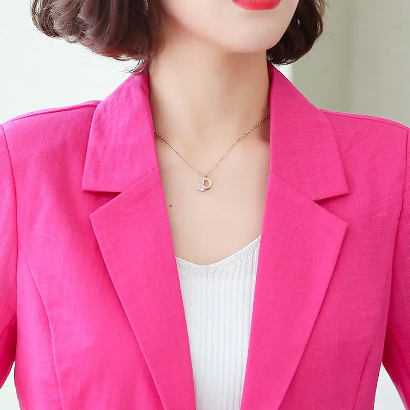 Fashion 2023 new summer thin woman suit tailored short seven-sleeve temperament jacket