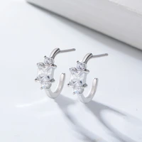 sterling silver earrings ins simple geometric square zircon female stud earrings temperament niche silver earrings