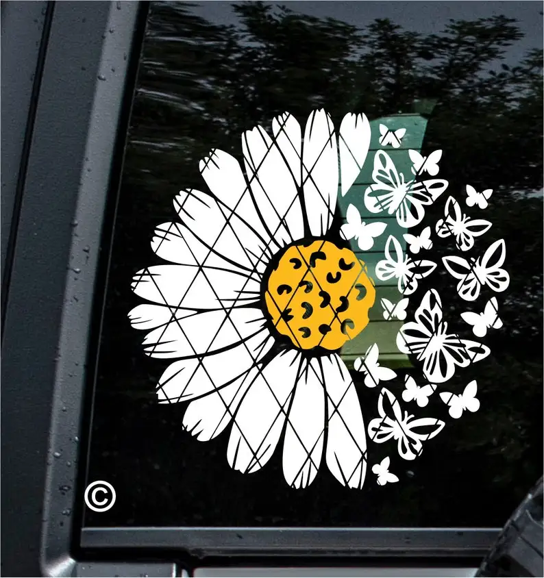 

Butterflies and Daisy Decal~Shasta Daisy Decal~Monogram Daisy Decal~Car Window Decal~(#SS078)