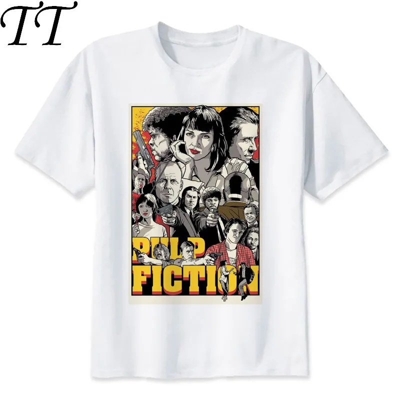 

pulp fiction t shirt man Mia Wallace Printed T-Shirt Men' Short Sleeve white t-Shirts funny male top Tees
