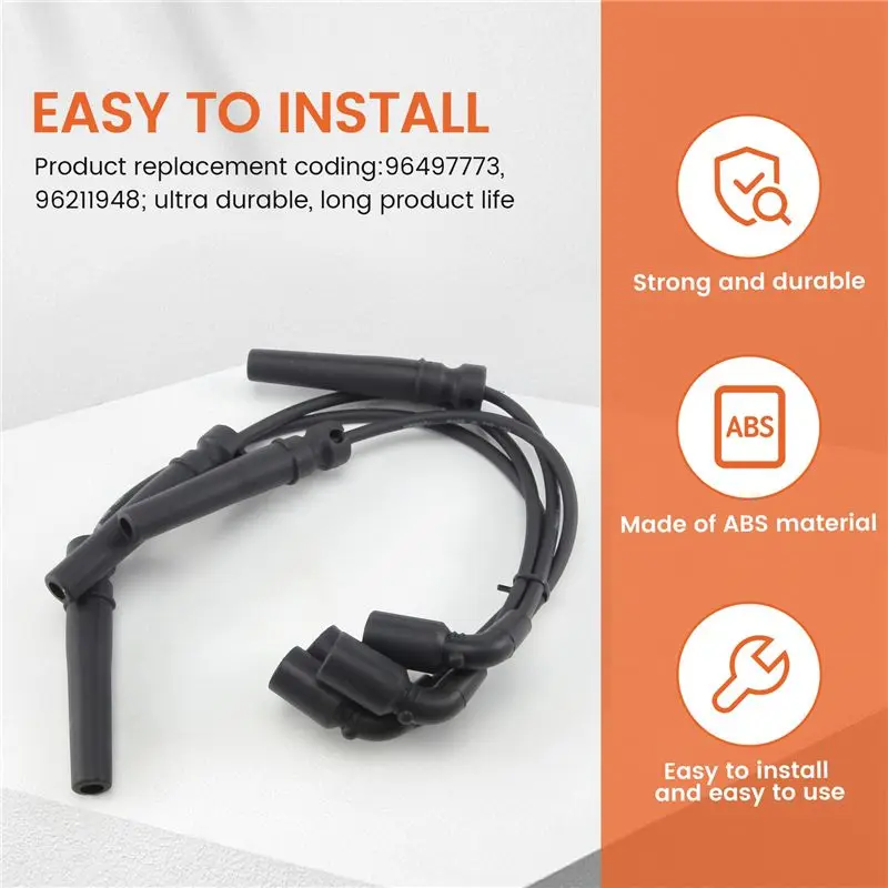 Фото Комплект из 4 проводов для свечей зажигания AB96 для Excelle 1.6, Aveo, Cruze, KALOS, REZZO, DAEWOO KALOS, LANOS, Nubira, REZZO 96497773 №5