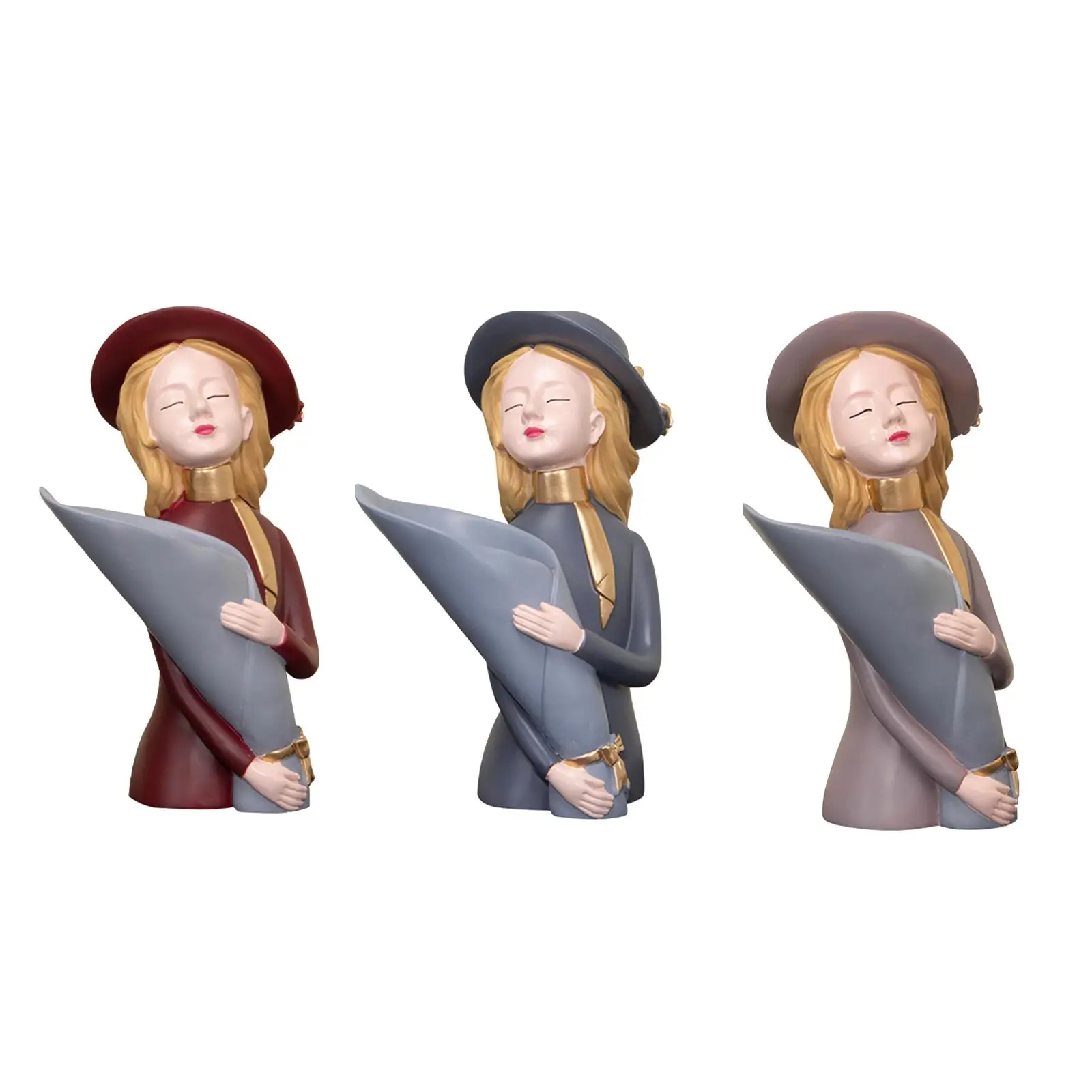 

Cute Creative Bouquet Girl Ornaments Sculpture Statue Gifts Living Room TV Cabinet Flower Arrangement Modern Home Decoration