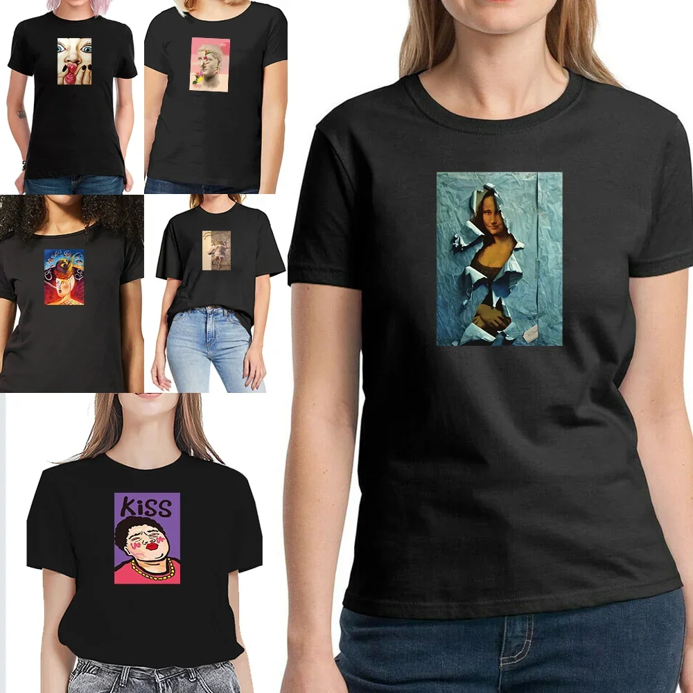 

Летняя футболка большого размера с коротким рукавом, свободная уличная одежда, повседневная женская одежда в стиле Харадзюку, модные футболки с забавным принтом и круглым вырезом