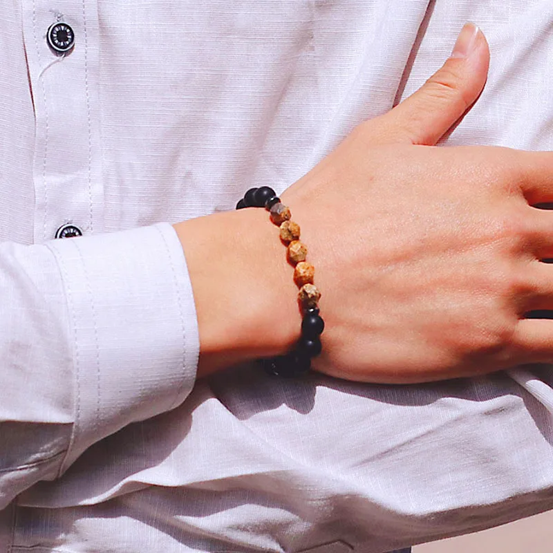 Браслет из натурального матового камня тигровый глаз винтажный браслет с