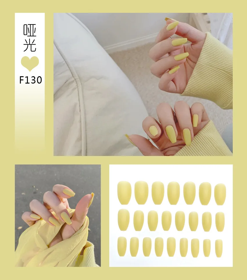 24 шт. / Кор. Пресс на ногтях средней длины акриловые искусственные - Цена: 93.97