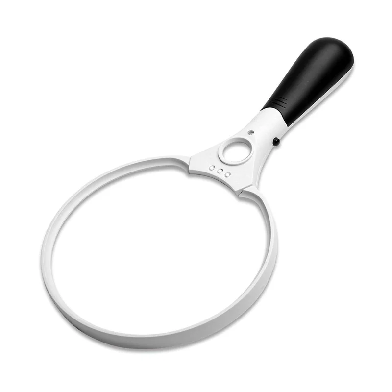 

137mm Large Handheld Magnifying Glass with 3 LED Lights Three Lenses 2X 4X 25X Loupe Magnifier Reading Identification Repair