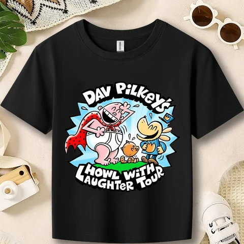 Футболка с собакой Dav Pilkey's, детская одежда, модная футболка для мальчиков, повседневные топы с короткими рукавами и рисунком собаки для девочек, детская одежда