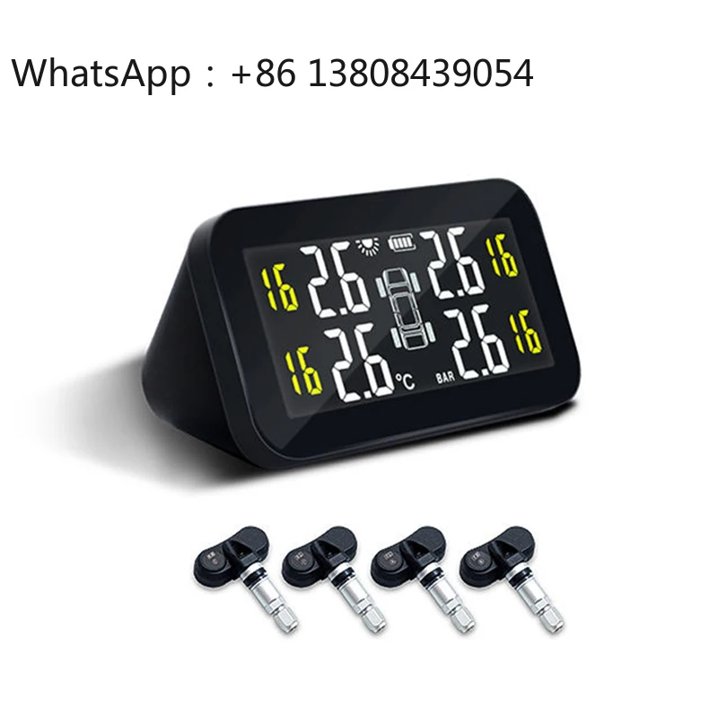 Фото Высококачественная беспроводная система контроля давления в шинах (TPMS) на солнечной энергии с ЖК-дисплеем и 4 внутренними датчиками №1