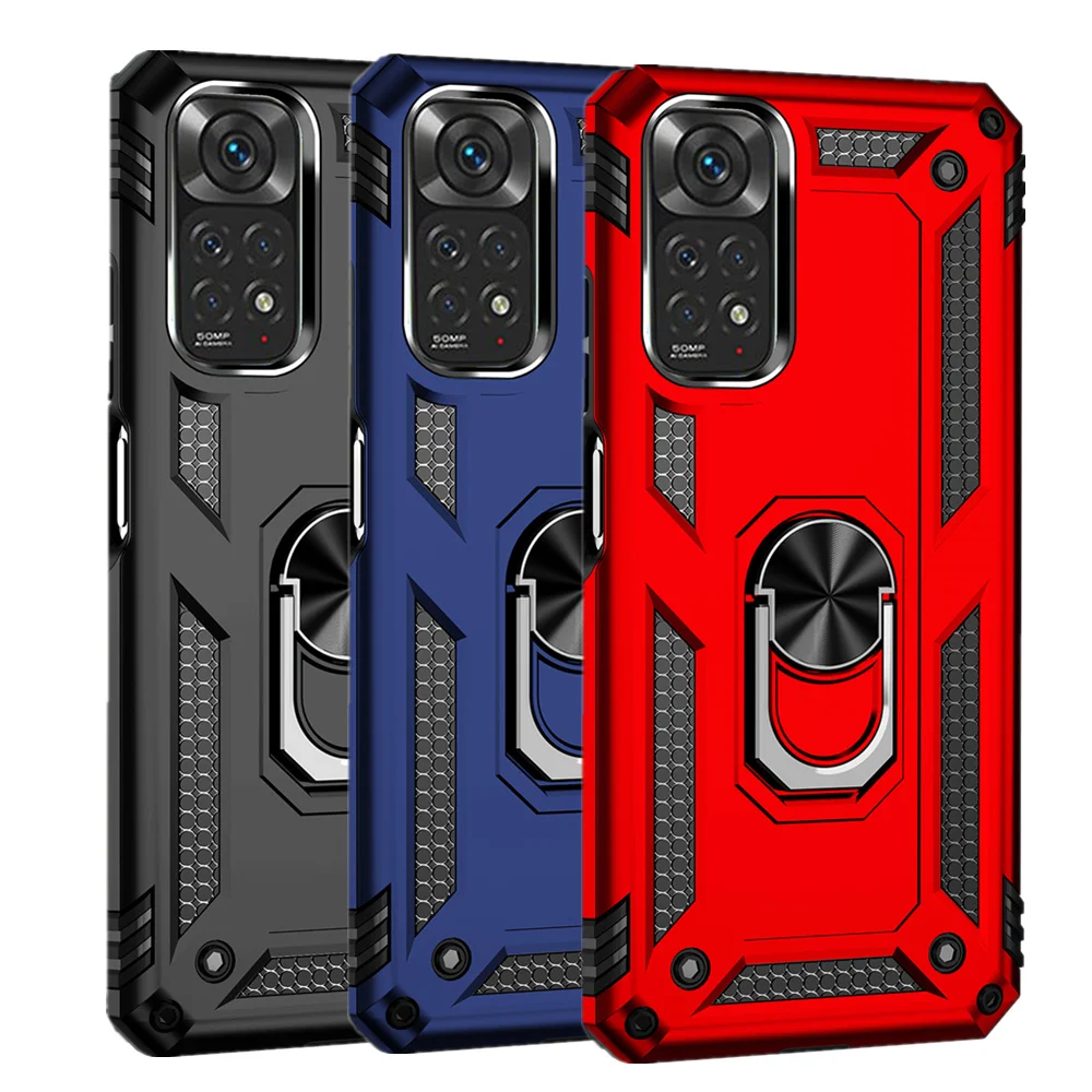 

Global Version Case For Xiaomi Redmi Note 11 11Pro 5G 11S Military Armor Finger Ring Funda for Xiomi Red mi Note11 11pro 4G
