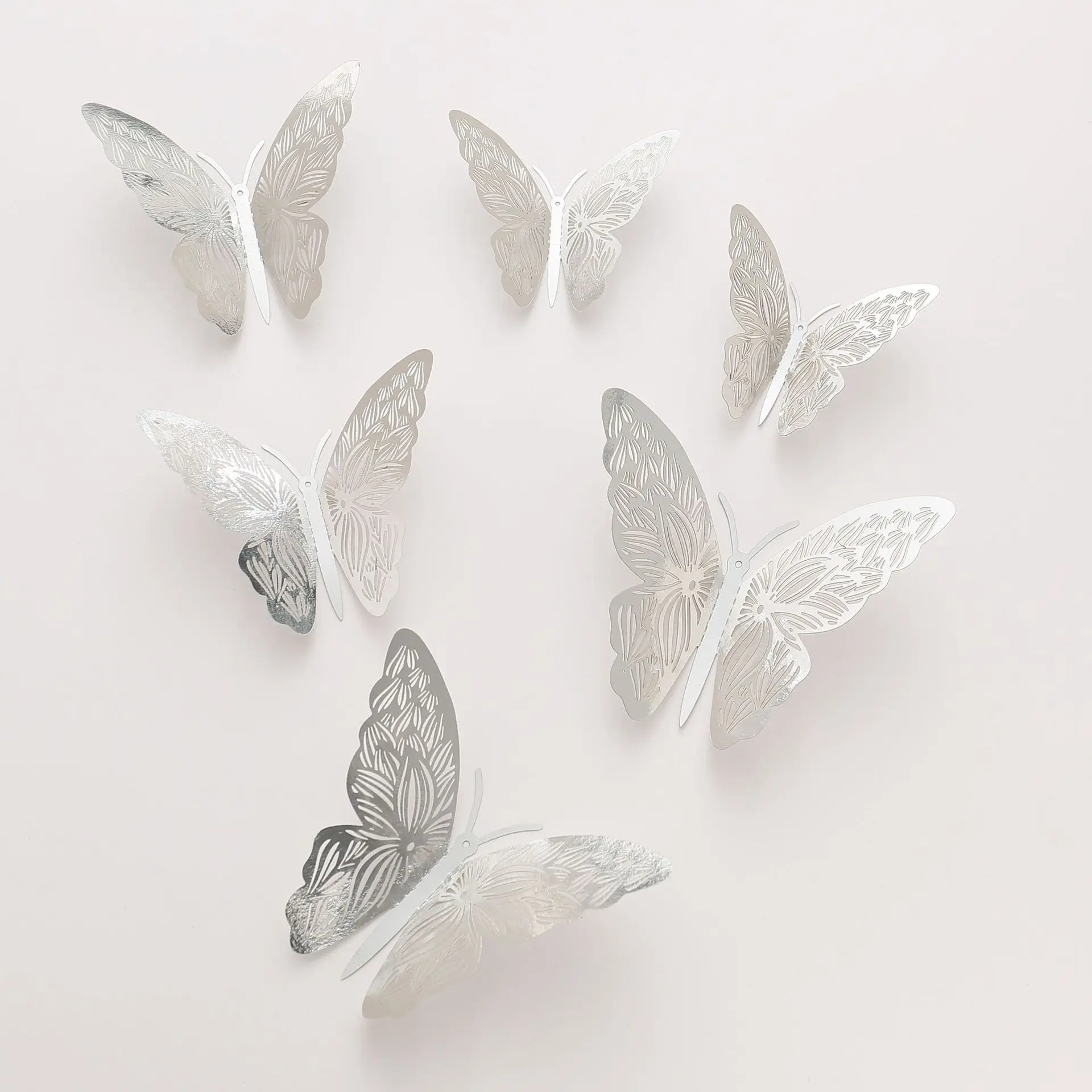 

12PCS Silver Leaves Pattern Butterfly Decorations Party Wall Decor Stickers,Birthday Cake Decorations, Wall Stickers Room Decor