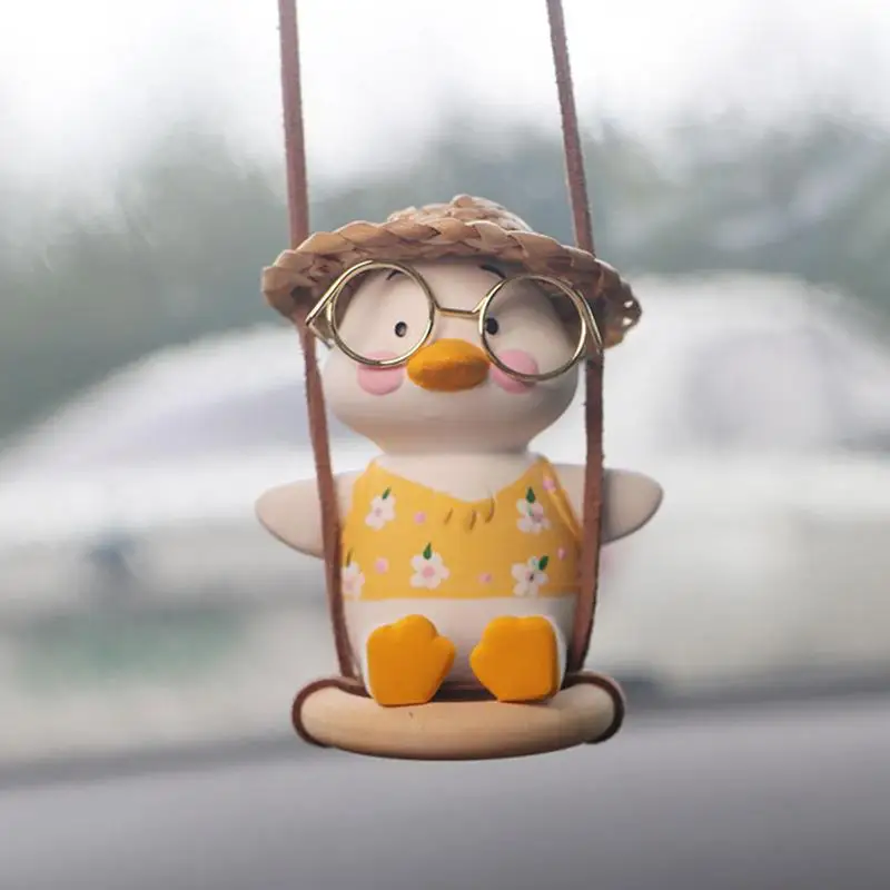 

Swing Duck Car Pendant Car Duck Hanging Ornament Glasses Duck Car Interior Decorations For Adults Rear View Mirror Pendant