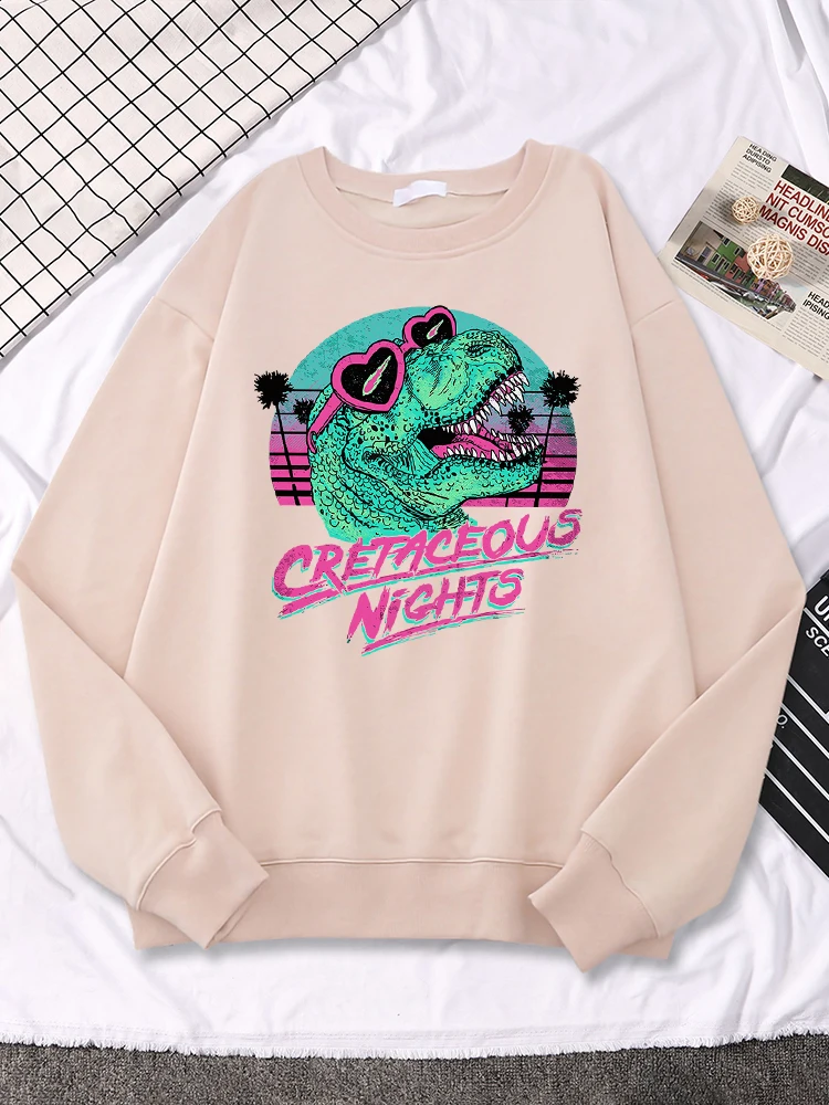 

Cretaceous Nights Sunglasses Dinosaur Cool Printed Woman Hoodies Summer Breathable Long Sleeves Fashion Casual Tops Woman Hoody