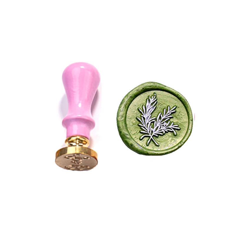 

Natural Plant Leaf Wax Stamp Exquisite Mini Pink handle,DIY Ancient Seal Retro Stamp,Personalized Wax Seal High Quality
