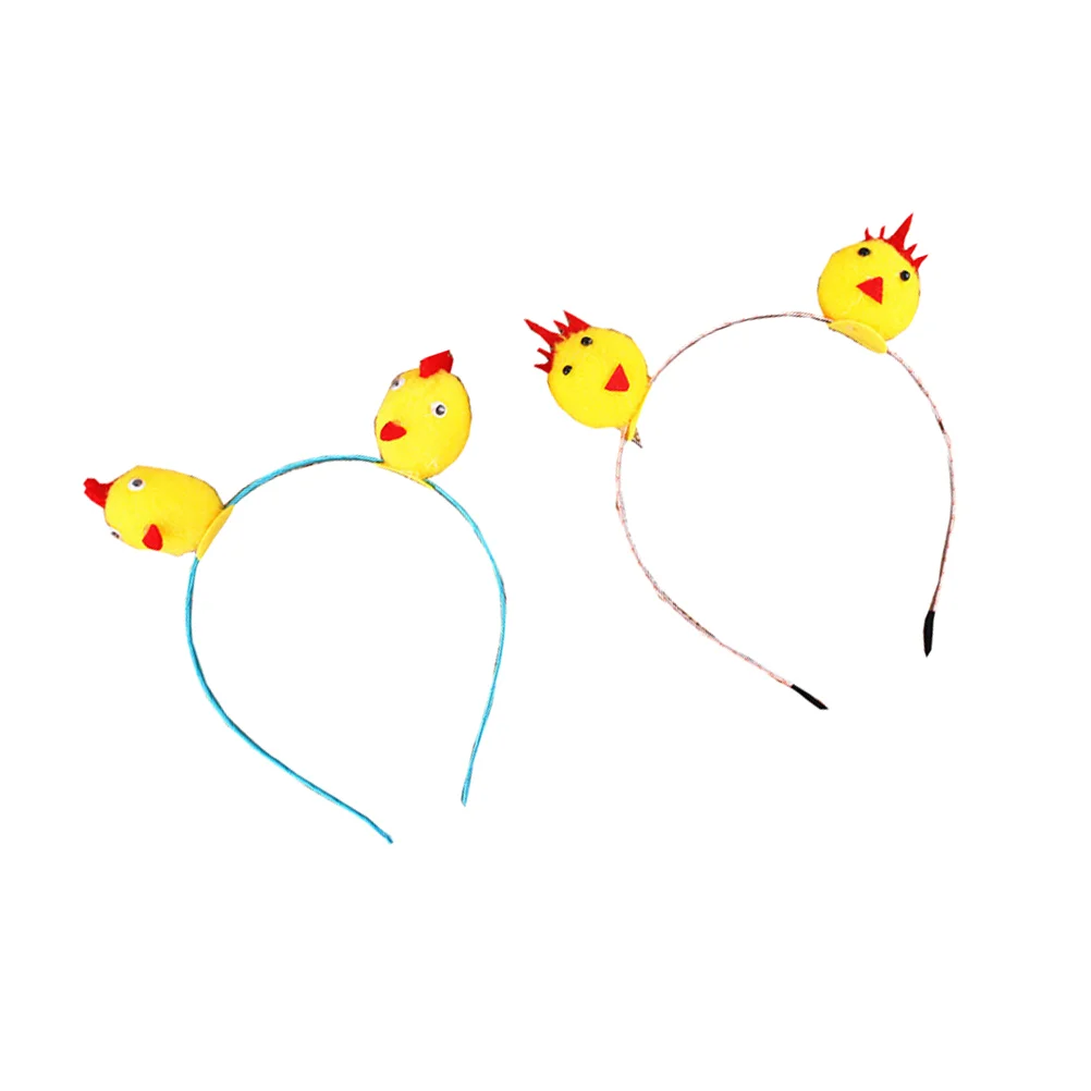 

2PCS Chick Hair Spring Clip Headband Party Hair Hoops Headdress Props for Adult Chidren Girls