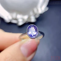 100 natural natural tanzanite ring s925 sterling silver december birthstone true female blue gem jewelry 6x8mm