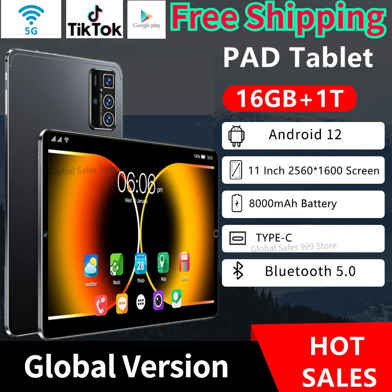 

2024 New Global Version 11 Inch Tablet Android12 16GB Ram 1T Rom Dual SIM 10 Core WPS GPS Bluetooth 5G Network GPS WPS Tablet PC