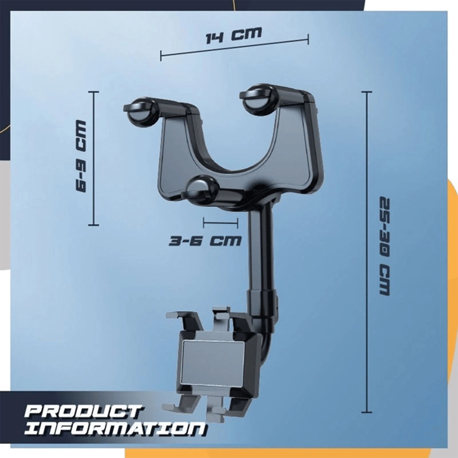 360° Rearview Mirror Phone Holder for Car Mount Phone and GPS Holder Universal Rotating Adjustable Telescopic Car Phone Holder