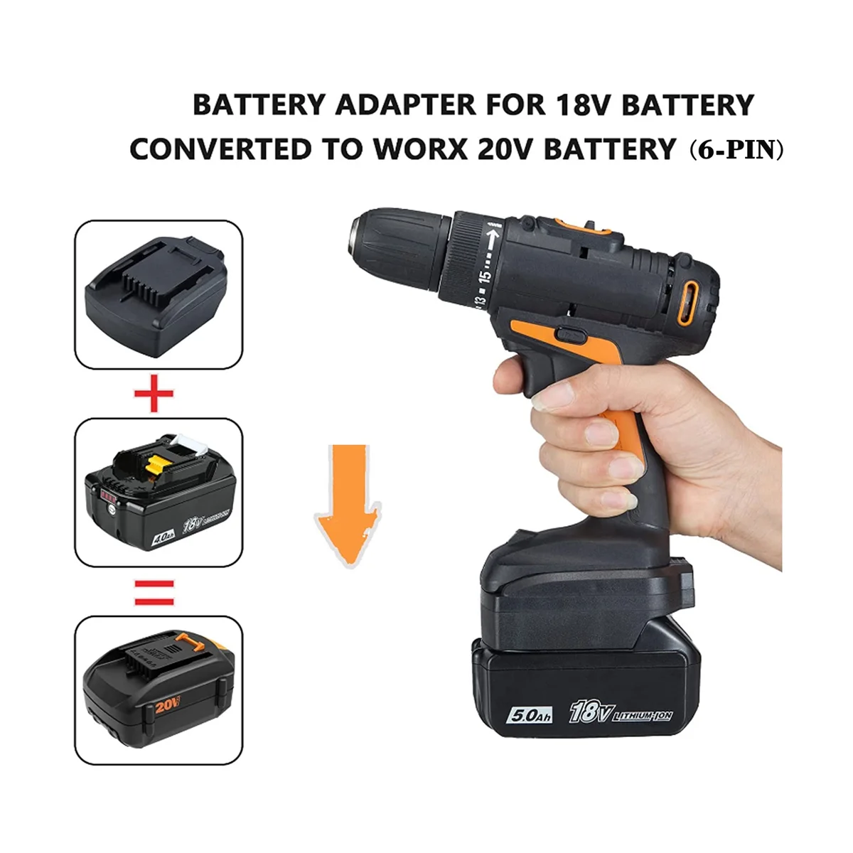 

Battery Adapter for 18V Series Battery Conversion for 20V 6PIN Lithium Battery Tool Converter
