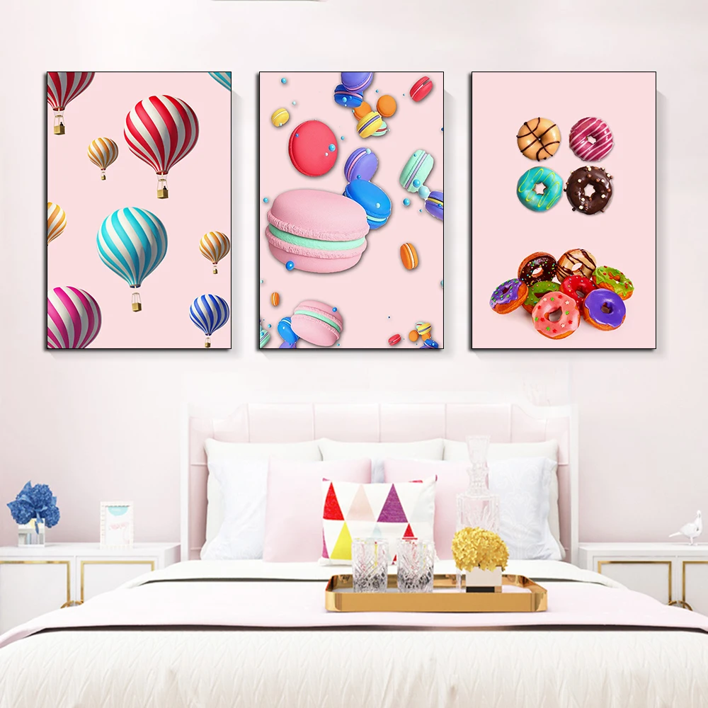 Скандинавский розовый простой Настенный декор красочный пончик Зонт плакат