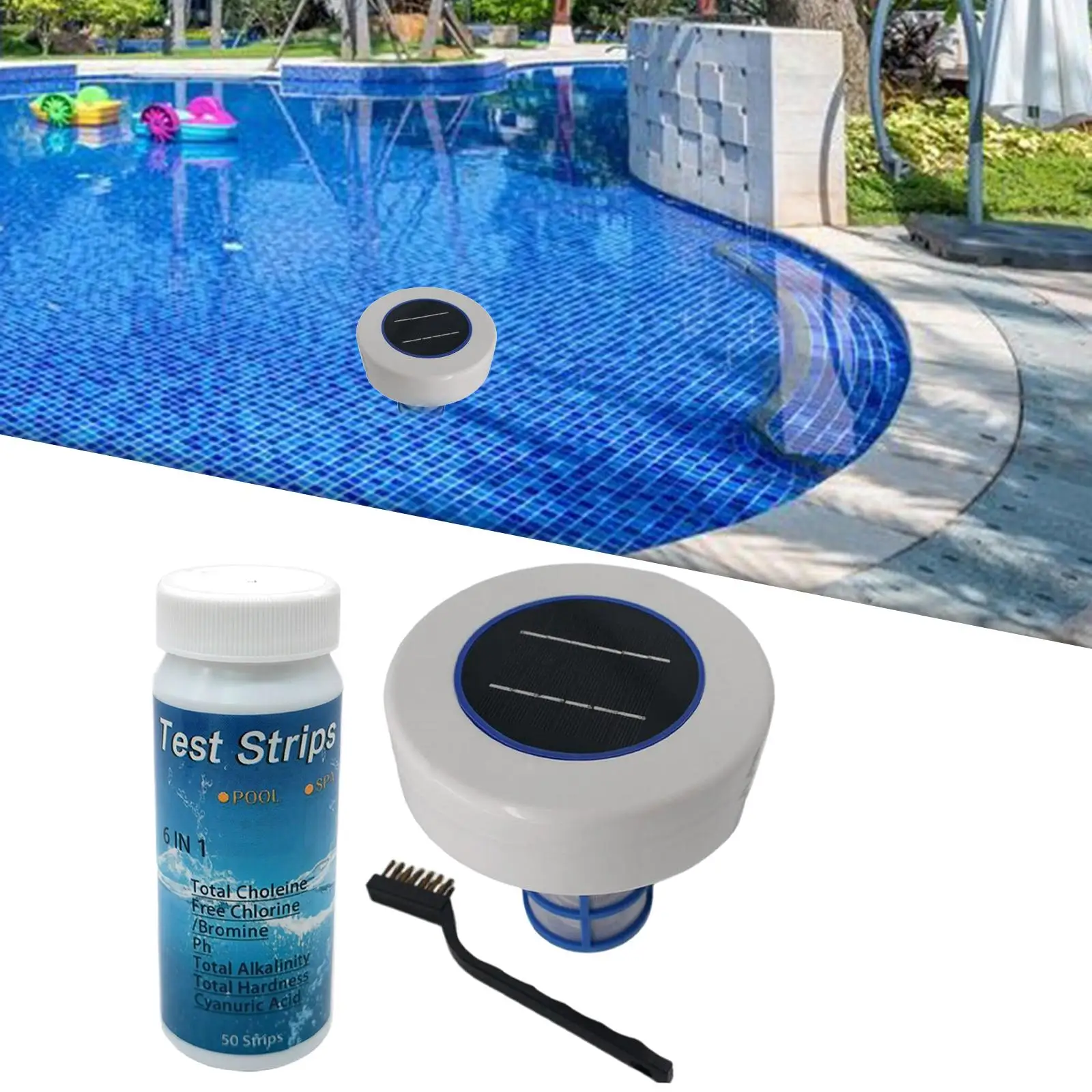 

Solar , Solar Chlorine , Reducer Chlorine, SAlgae Resistance, Automatic , Swimming Pools and up, Keep Clear
