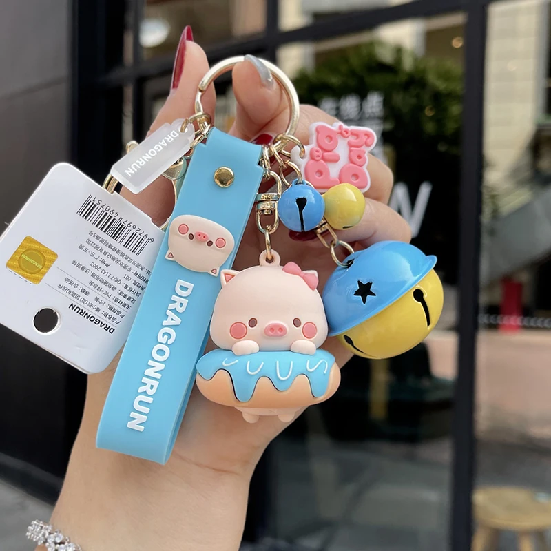 

Anime Donuts Pig Car Keychain Women Key Chain Moto Jewelry Friends Couple Bag Charm Keyring Anime Cute Keychains Pendant Gift