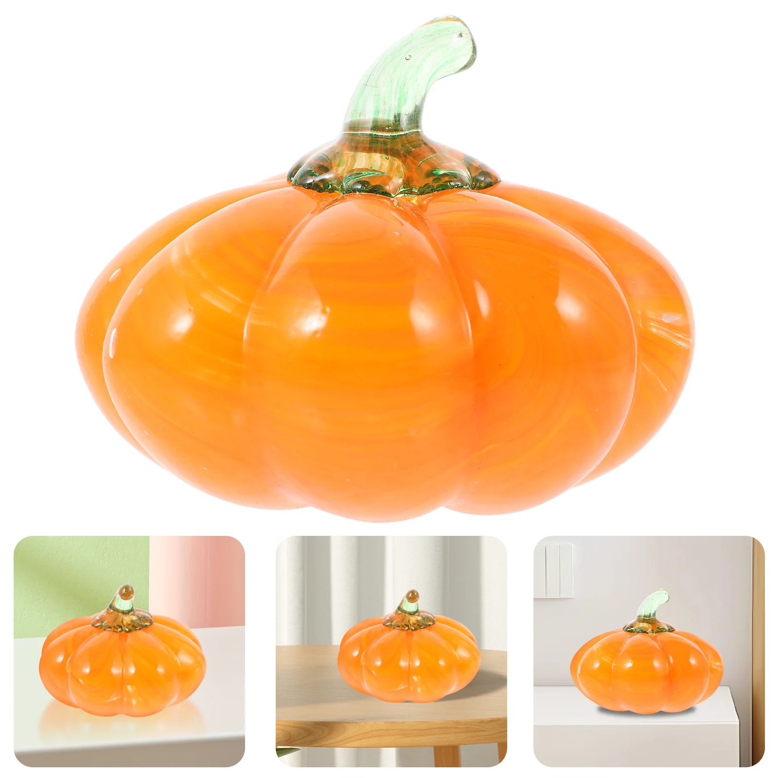 

Fall Decorations Home Halloween Table Accent Autumn Delicate Desktop Ornament Photo Prop Glass Pumpkin