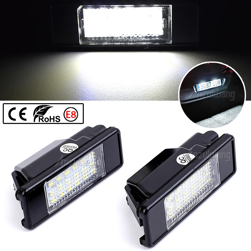 

2Pcs White LED Rear Number License Plate Light Lamps For Peugeot 307 207 308 3008 407 106 406 508 Expert RCZ 607 807 1007 806