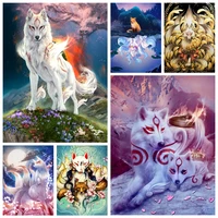 5d diy diamond painting nine tailed fox full drill square round cross stitch animal embroidery rhinestones pictures home decor