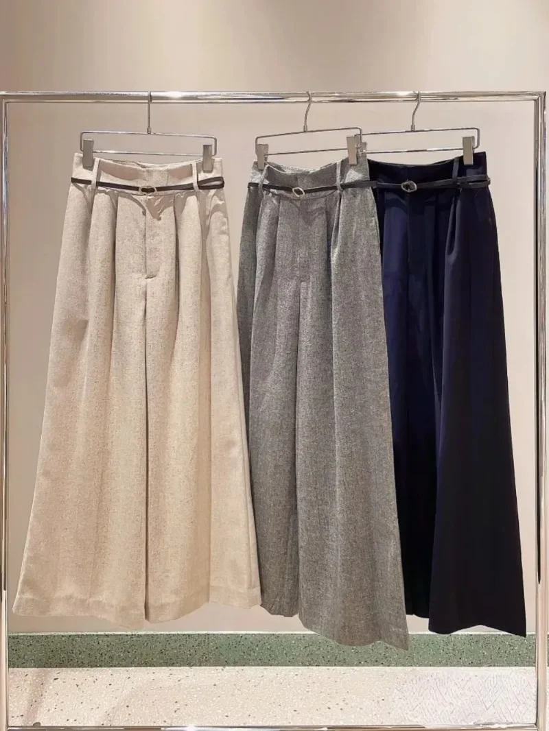 Брюки женские с завышенной талией широкими штанинами