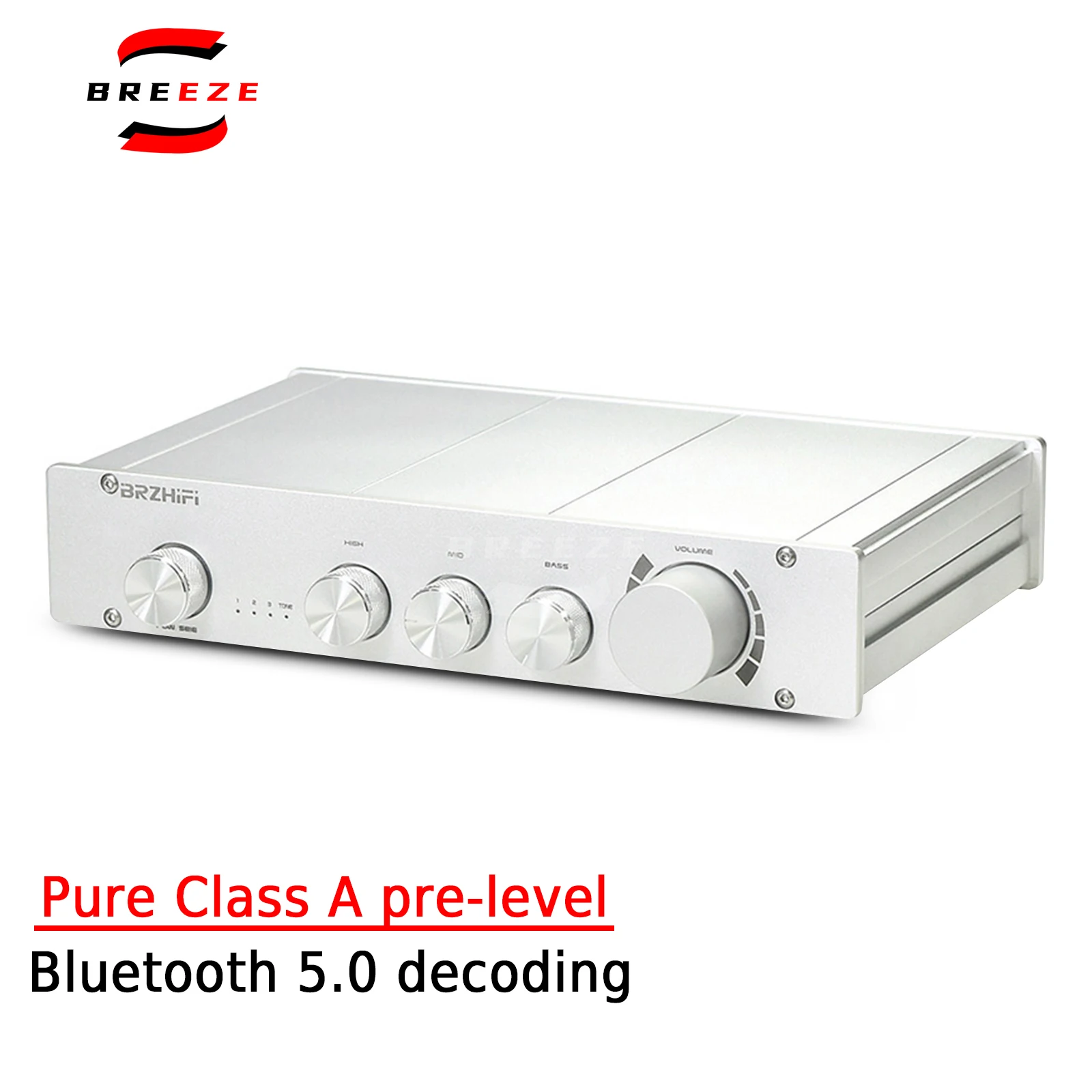 

BREEZE HIFI Pure Class A 2.0/2.1 Channel Tone Pre-High School Bass Tuning Bluetooth 5.0 Decoder Home Pre-amplifier