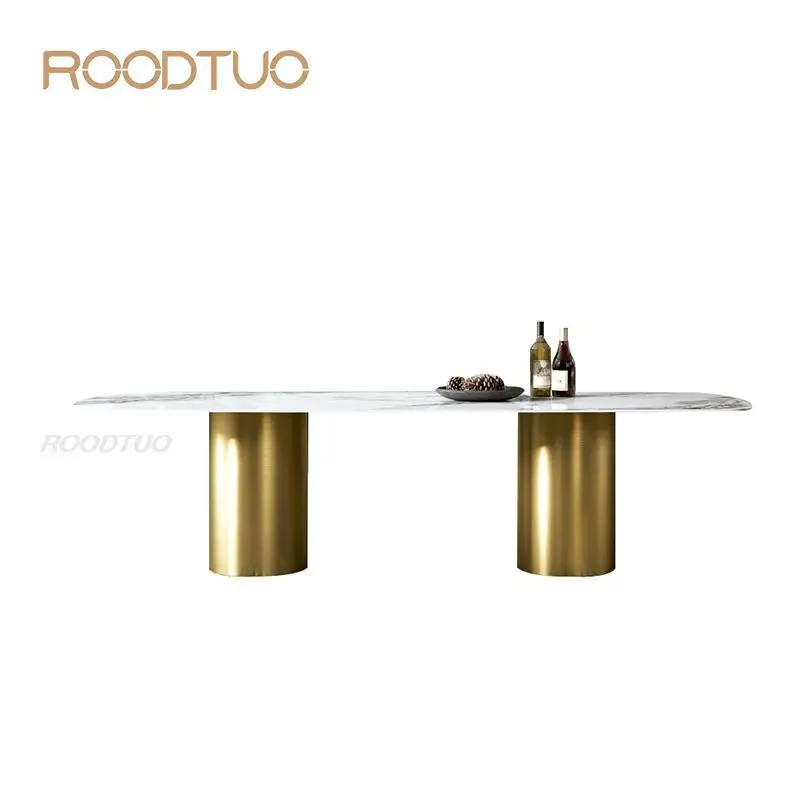 

Luxury Dining Room Furniture Kitchen Home Furniture Modern Designer Marble Rectangle Dining Table Combination