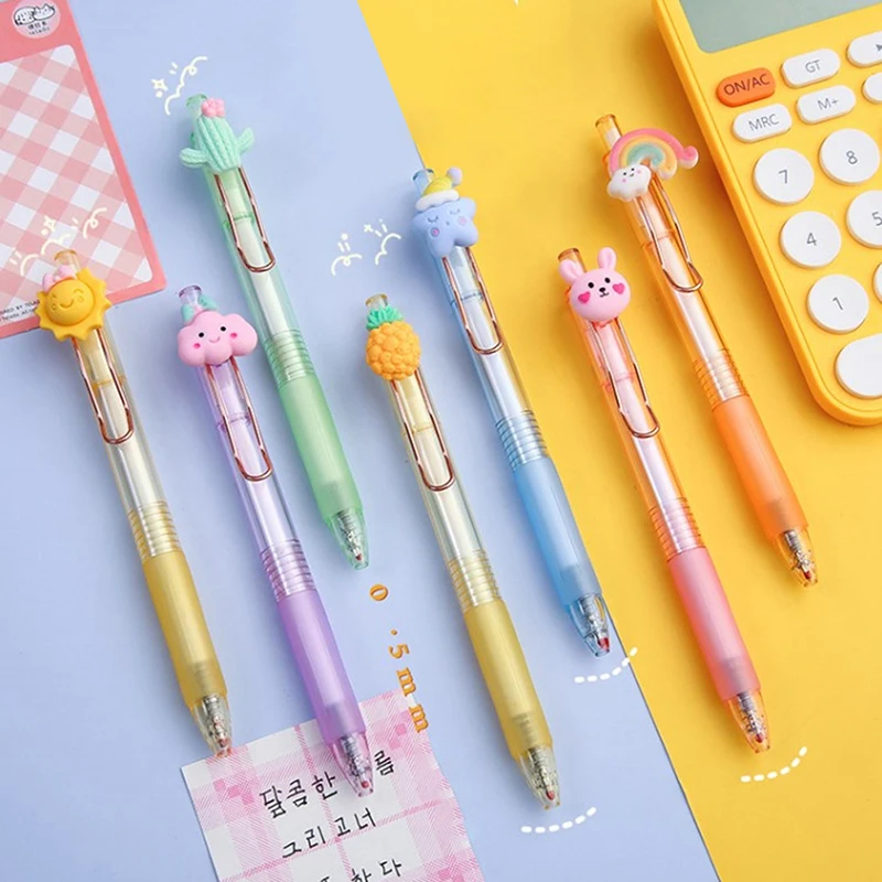 

Kawaii Cactus Fruit Press Gel Pen Cute 0.5mm black Ink Signature Pens Promotional Gift Office School Supplies